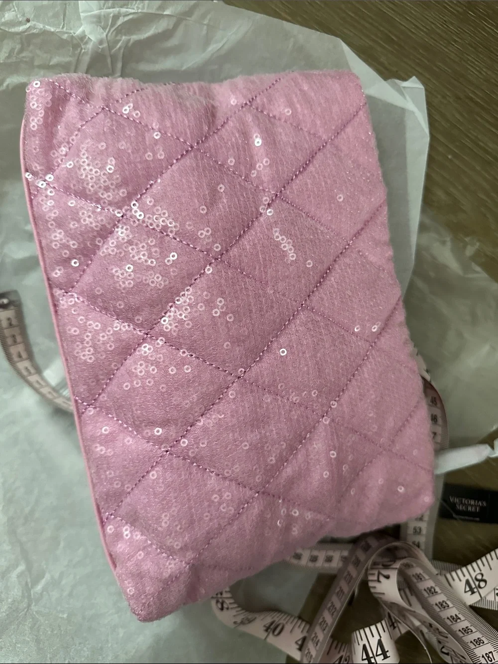 NWT Victoria's Secret Pink Sequin Quilted Cosmetic Pouch